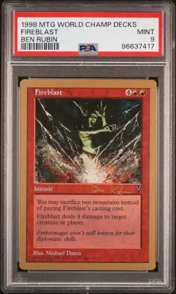 1998 MTG WORLD CHAMP DECKS BEN RUBIN FIREBLAST PSA 9 - Image 1