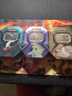 3 Pokemon Tins with 9 Total Packs and Each Have 3 Promo Cards Factory Sealed New - Image 1