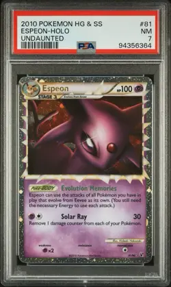 2010 POKEMON HEARTGOLD & SOULSILVER UNDAUNTED ESPEON HOLO #81 PSA 7 - Image 1