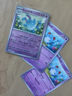 Azumarill and Marill Temporal Forces Pokemon Card Lot X3 NM Reverse Holo - Image 1