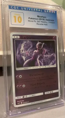 CGC Pristine 10 Mewtwo 016/024 Rev. Holo Japanese Detective Pikachu Pokemon Card - Image 1
