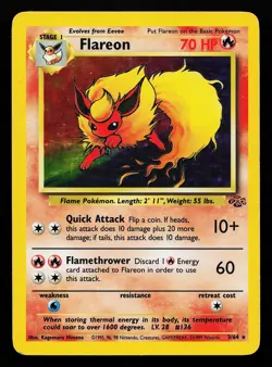 Flareon 3/64 Holo Rare Jungle Pokemon Card - Image 1