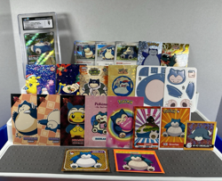 Pokemon Snorlax Lot of 22 Cards and Stickers CGC Snorlax Pokemon Lot - Image 1