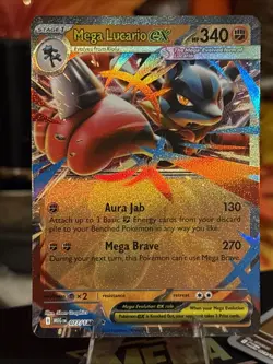 Mega Lucario EX 077/132 Mega Evolution Holo Rare Pokemon Card NM - Image 1