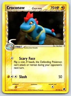 Croconaw (Delta Species) - EX Dragon Frontiers 27/101 Yuka Morii Pokemon Card MP - Image 1