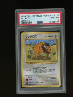 Pokemon PSA 8 NM-MINT Tauros 1998 Vending Series 3 Japanese Promo Card - Image 1