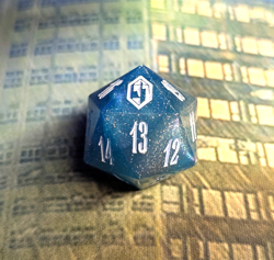 1x Crystal Blue D20 Die Spin Down from GIFT Bundle - Magic MTG Final Fantasy - Image 1