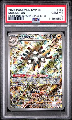 2024 POKEMON SVP SURGING SPARKS POKEMON CENTER ETB PROMO #159 MAGNETON PSA 10 - Image 1