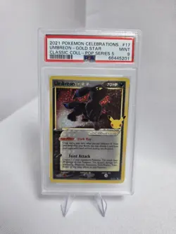 2021 POKEMON CELEBRATIONS CLASSIC COLLECTION #17 UMBREON-GOLD STAR PSA 9 - Image 1
