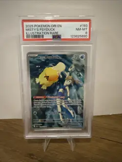 2025 Pokemon Destined Rivals”Misty’s Psyduck Illustration Rare #193/182 PSA 8 - Image 1