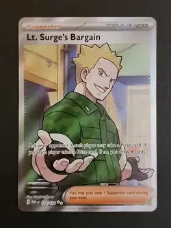 Pokemon TCG Lt. Surge's Bargain Full Art Holo Rare 170/132 Mega Evolutions M/NM - Image 1