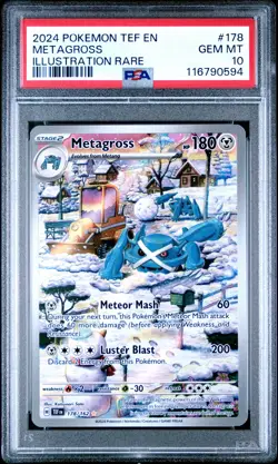 2024 POKEMON TEF EN-TEMPORAL FORCES ILLUSTRATION RARE #178 METAGROSS PSA 10 - Image 1