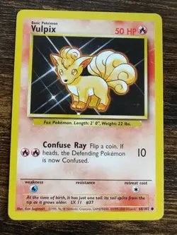 Pokemon Vulpix 68/102 Base Set UK Print 1999-2000 - Image 1