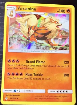 Pokemon TCG Arcanine Cosmos Holo Rare 22/214 Card Stage 1 Sun & Moon - Image 1