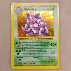 Nidoking 011/102 Base Set (Shadowless) Holo Wotc Pokemon Card Damaged/HP - Image 1