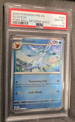 POKEMON CARD GLACEON POKE BALL REVERSE HOLO 25 PRE EN #25 GRADED PSA 10 GEM MINT - Image 2