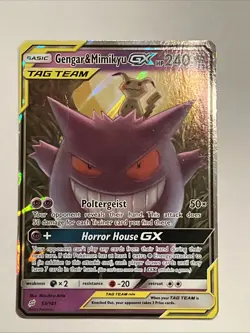 Pokemon TCG Gengar & Mimikyu GX Ultra Rare Card Sun & Moon Team Up 53/181 MP - Image 1