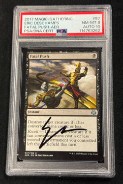 MTG Fatal Push signed by artist Eric Deschamps PSA 8 Auto 10 - Image 1
