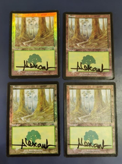 MTG MERCADIAN MASQUES Forest FOIL SIGNED x4 Price for x4 - Image 1