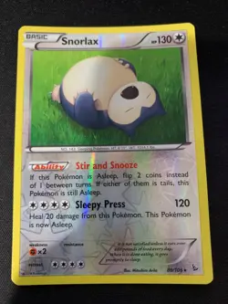 Pokemon Snorlax 80/106 Reverse Holo Rare XY Flashfire Lightly Played - Image 1
