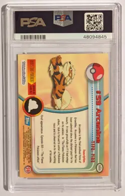 1999 Topps Pokemon T.V. #59 Arcanine Rainbow Foil, Blue Logo PSA! - Image 2