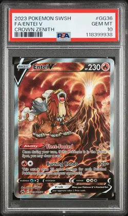2023 POKEMON SWORD & SHIELD CROWN ZENITH #GG36 FULL ART/ENTEI V PSA 10 - Image 1