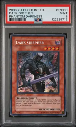2008 YU-GI-OH! PTDN-PHANTOM DARKNESS 1ST ED #EN000 DARK GREPHER PSA 9 - Image 1