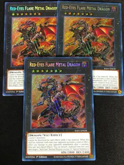 Yugioh Red-Eyes Flare Metal Dragon RA01-EN038 1ST SECRET x3 (NM) - Image 1