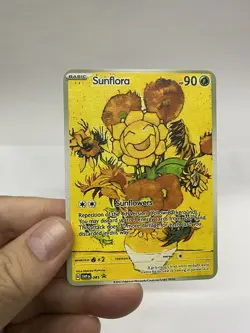 Sunflora Van Gogh Gold Metal Pokemon Card-Collectible Gift Display！ NICE - Image 5