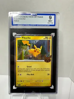 2023 Pokemon Trick Or Trade Pikachu Holo Card 62/193 ISA 9 Mint - Image 1