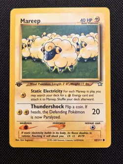 1st Edition Mareep 65/111 Common Neo Genesis Pokemon Card LP - Image 1