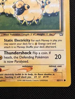 1st Edition Mareep 65/111 Common Neo Genesis Pokemon Card LP - Image 4