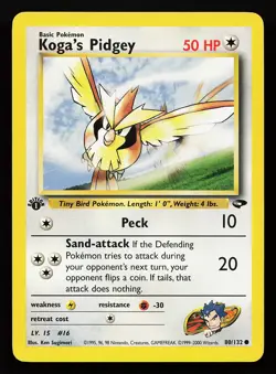 Koga's Pidgey 80/132 1st Edition Gym Challenge Pokemon Card - Image 1