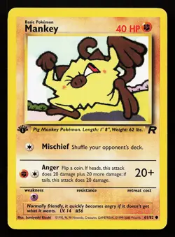 Mankey 61/82 1st Edition Team Rocket Pokemon Card - Image 1