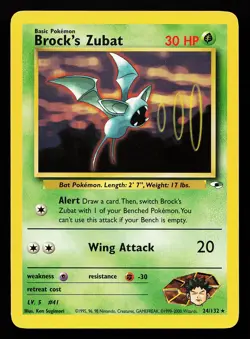 Brock's Zubat 24/132 Rare Gym Heroes Pokemon Card - Image 1