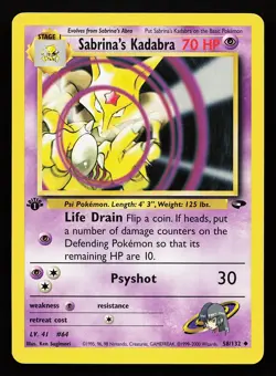 Sabrina's Kadabra 58/132 1st Edition Gym Challenge Pokemon Card - Image 1