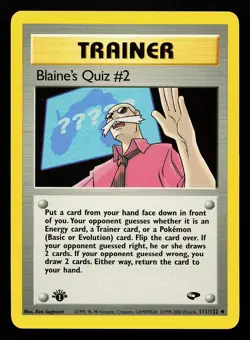 Blaine's Quiz #2 111/132 1st Edition Gym Challenge Pokemon Card - Image 1
