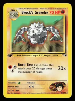 Brock's Graveler 40/132 1st Edition Gym Heroes Pokemon Card - Image 1