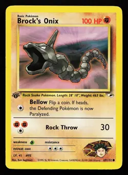 Brock's Onix 69/132 1st Edition Gym Heroes Pokemon Card - Image 1