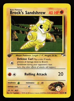 Brock's Sandshrew 71/132 1st Edition Gym Heroes Pokemon Card - Image 1