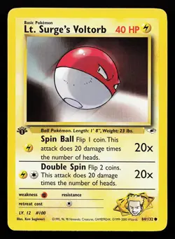 Lt. Surge's Voltorb 84/132 1st Edition Gym Heroes Pokemon Card - Image 1