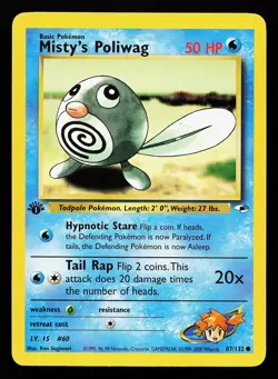 Misty's Poliwag 87/132 1st Edition Gym Heroes Pokemon Card - Image 1