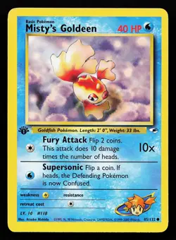 Misty's Goldeen 85/132 1st Edition Gym Heroes Pokemon Card - Image 1