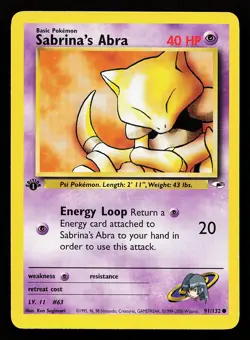 Sabrina's Abra 91/132 1st Edition Gym Heroes Pokemon Card - Image 1