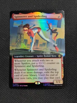 NM Extended Art Foil Spinneret and Spiderling, MTG, Marvel's Spider-Man, Magic - Image 1