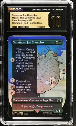 SUMMON: FAT CHOCOBO Final Fantasy Borderless Foil CGC Pristine 10 MTG - Image 1