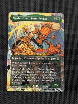 Borderless SPIDER-HAM, PETER PORKER mtg NM-M Spider-Man Rare SCENE - Image 1