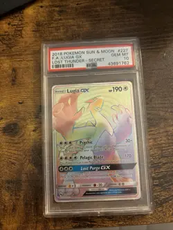 2018 POKEMON SUN & MOON LOST THUNDER SECRET #227 FULL ART/LUGIA GX PSA 10 - Image 1