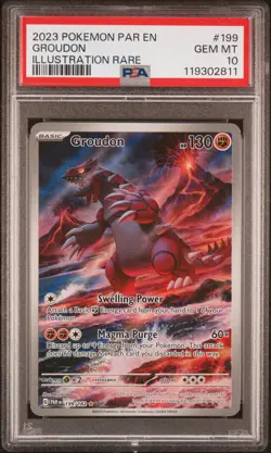 2023 POKEMON PAR EN-PARADOX RIFT ILLUSTRATION RARE #199 GROUDON PSA 10 - Image 1