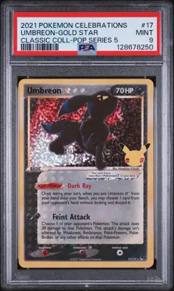 2021 POKEMON CELEBRATIONS CLASSIC COLLECTION#17 UMBREON-GOLD STAR PSA 9 - Image 1